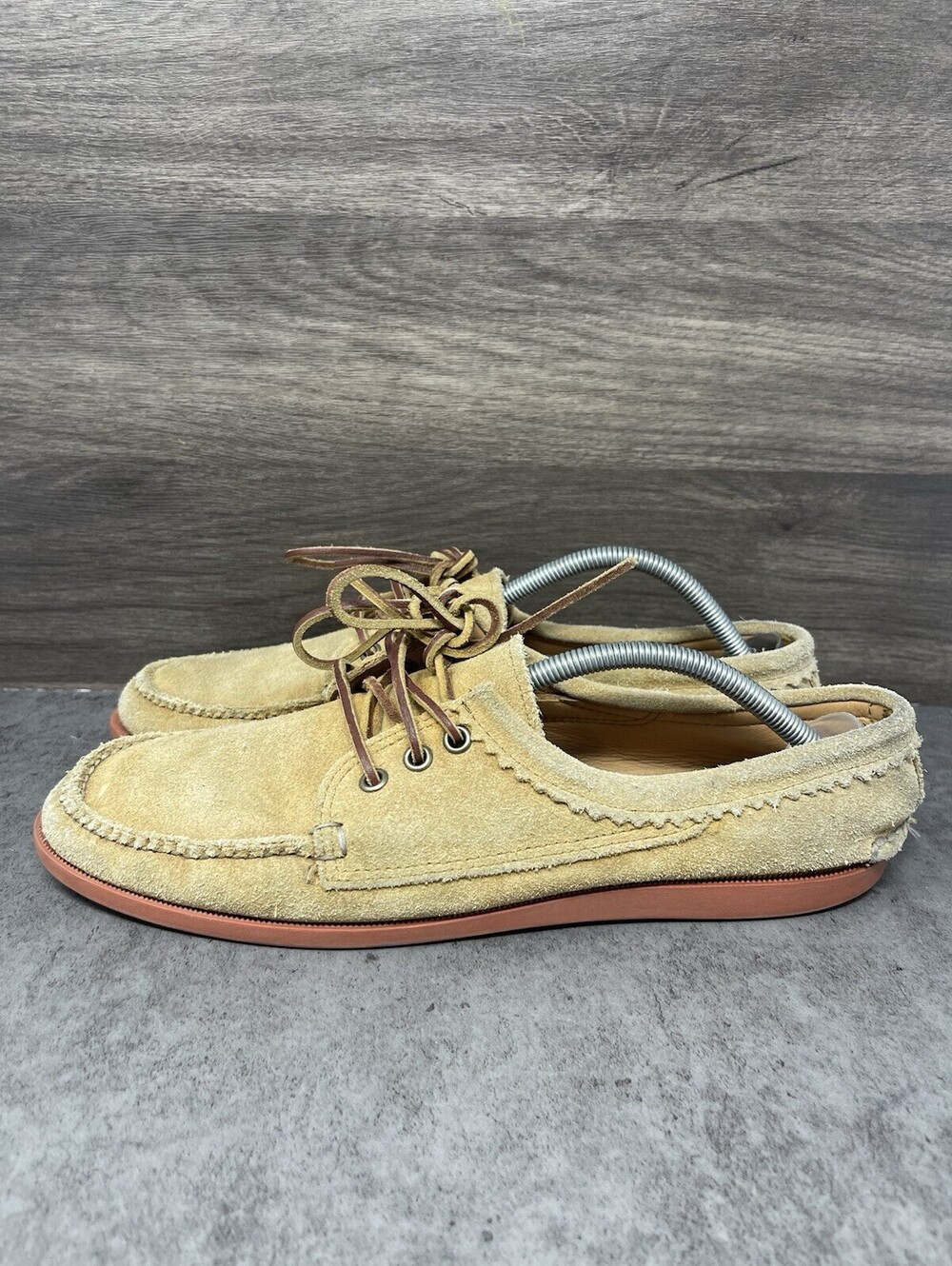 Quoddy Blucher Suede Boat Shoes Mens Size 10.5 Brown Lace Up Eyelet